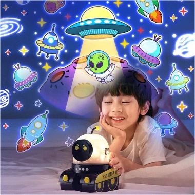 Máy chiếu robot Bluetooth 360° – Tặng 5 thẻ tròn, 5 cuộn phim + loa phát sáng, chỉ 250k 5