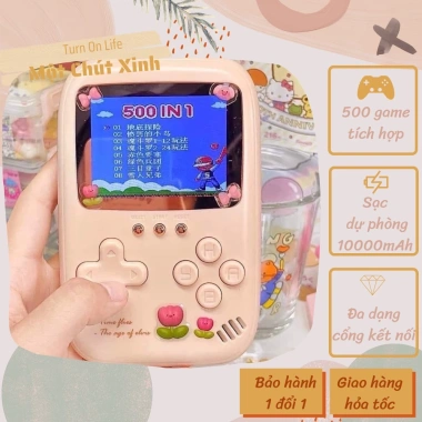 Máy chơi game kiêm sạc dự phòng 10.000mAh, 500 trò chơi dễ thương, chỉ 494.900₫