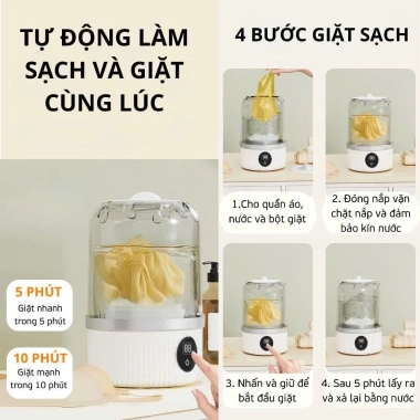 Máy giặt mini không dây sạc pin 3.000mAh - 2 chế độ bảo vệ sợi vải, giặt đồ lót, tiện du lịch 6 Máy giặt mini không dây sạc pin 3.000mAh - 2 chế độ bảo vệ sợi vải, giặt đồ lót, tiện du lịch 6