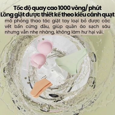 Máy giặt mini không dây sạc pin 3.000mAh, bảo vệ sợi vải, giặt lót, tất du lịch 6