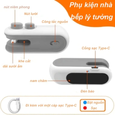 Máy hàn miệng túi mini bảo quản thực phẩm - Kẹp hàn nhiệt nylon, nhẹ, tiện lợi, giá rẻ 41.895 VND