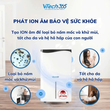 Máy hút ẩm JPTATO Vtech365 VT-HA350-W 12-50L/ngày - Tiện lợi cho phòng khách, ngủ, chỉ 3,75tr 4