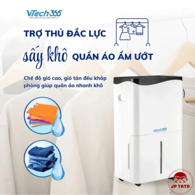 Máy hút ẩm JPTATO Vtech365 VT-HA350-W 12-50L/ngày - Tiện lợi cho phòng khách, ngủ, chỉ 3,75tr 6
