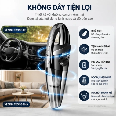 Máy hút bụi cầm tay MEGUN Mini 120W - Pin sạc tích điện, bảo hành chính hãng, 309.000 VND 5
