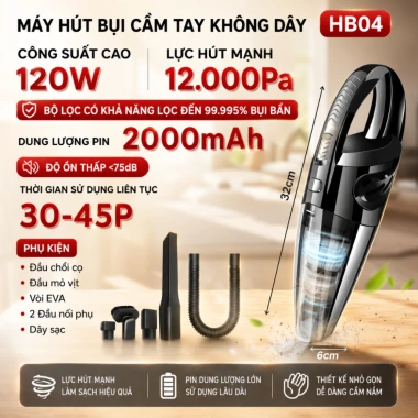 Máy hút bụi cầm tay MEGUN Mini 120W - Pin sạc tích điện, bảo hành chính hãng, 309.000 VND 10
