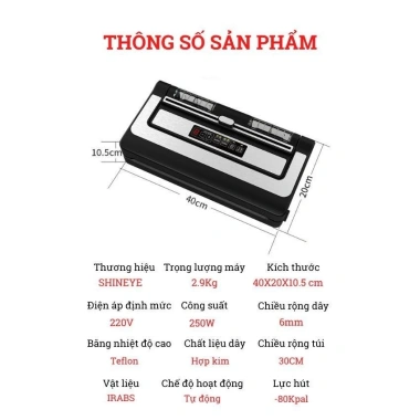 Máy Hút Chân Không ShineYe PW300A Không Kén Túi, Công Suất Lớn, An Toàn cho Doanh Nghiệp