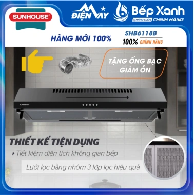 Máy hút mùi âm tủ Sunhouse SHB6.118B 700m³/h 3 tốc độ - Giá 1.890.000₫