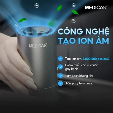 Máy lọc khử mùi xe ô tô Medicar cao cấp - Lọc PM2.5, ion âm diệt khuẩn, chống say xe, giá ưu đãi 1,480,000 VND 5