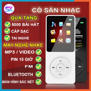 Máy nghe nhạc mini MP3/MP4 Bluetooth LCD, loa ngoài, thẻ nhớ, tai nghe và cáp sạc - 229.000₫