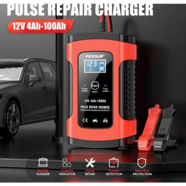 Máy sạc ắc quy tự động 12V 100AH FOXSUR CHÍNH HÃNG, thông minh tự ngắt, dùng cho ô tô & xe máy, giảm giá 205.000₫