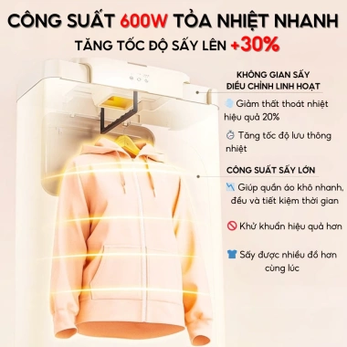 Máy sấy quần áo 600W tiện lợi, tiết kiệm năng lượng, kháng vi khuẩn - Bảo hành điện tử - 20.000₫ 7