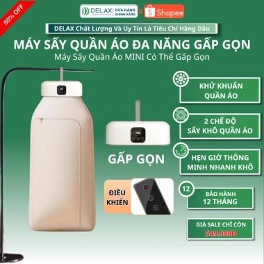 Máy Sấy Quần Áo DELAX SQA02 - Khử Trùng 3D, Gấp Gọn, 2 Chế Độ Tiết Diện Tích Máy Sấy Quần Áo DELAX SQA02 - Khử Trùng 3D, Gấp Gọn, 2 Chế Độ Tiết Diện Tích