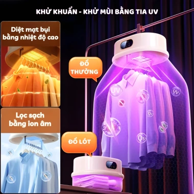Máy sấy quần áo gấp gọn 600W - Tủ sấy khử trùng, diệt khuẩn, tiện dụng gia đình