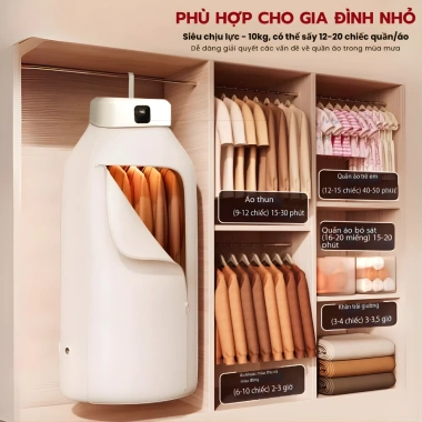 Máy sấy quần áo gấp gọn 600W - Tủ sấy khử trùng, diệt khuẩn, tiện dụng gia đình