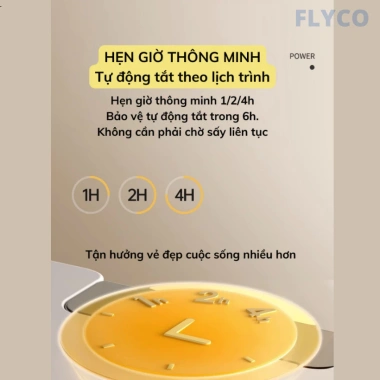 Máy sấy quần áo gấp gọn Flyco 2.025 tự động hẹn giờ, UV khử khuẩn, tiết kiệm điện, tủ đa năng, bảo hành 1 năm