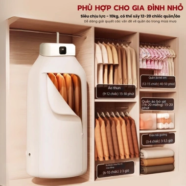 Máy sấy quần áo gấp gọn treo tường sang trọng, sấy 3D tiết kiệm điện - 480.000₫