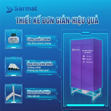 Máy sấy quần áo Hichiko SM101 2.300W sấy nhanh, khử mùi, giá 1.589.000 VND