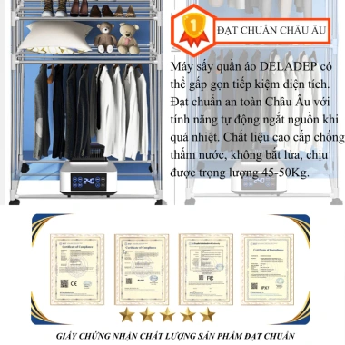 Máy sấy quần áo HOKU SQA03 1.7m - Điều khiển từ xa, khử trùng, khử khuẩn, 1.449.000đ
