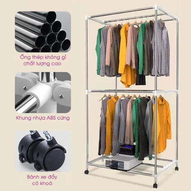 Máy sấy quần áo HOKU SQA03 1.7m - Điều khiển từ xa, khử trùng, khử khuẩn, 1.449.000đ