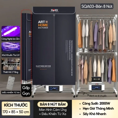 Máy sấy quần áo HOKU SQA03 1.7m - Điều khiển từ xa, khử trùng, khử khuẩn, 1.449.000đ 10 Máy sấy quần áo HOKU SQA03 1.7m - Điều khiển từ xa, khử trùng, khử khuẩn, 1.449.000đ 10