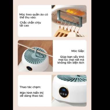 Máy sấy quần áo mini BS-74.567 gấp gọn 600W công nghệ sấy 3D - Giá chỉ 518.000₫