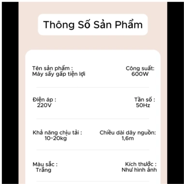 Máy sấy quần áo mini BS-74.567 gấp gọn 600W công nghệ sấy 3D - Giá chỉ 518.000₫ 9 Máy sấy quần áo mini BS-74.567 gấp gọn 600W công nghệ sấy 3D - Giá chỉ 518.000₫ 9