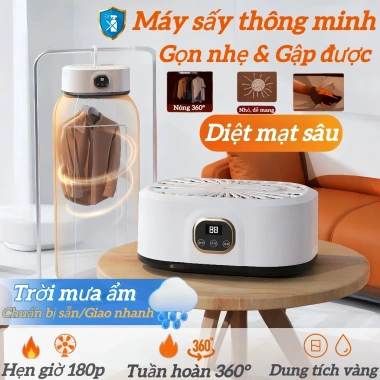 Máy sấy quần áo mini gia đình - Tự động, gấp gọn, thiết kế nhỏ gọn cho phòng trọ, giảm giá 65.200 VND