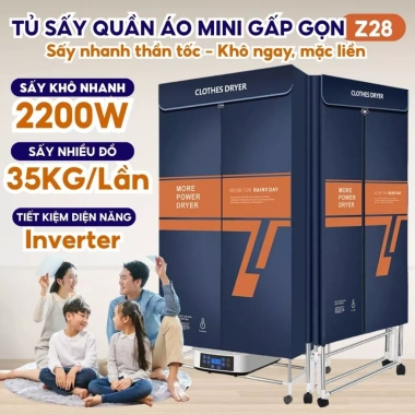 Máy sấy quần áo ROWANTO kèm cáp sạc - Tủ sấy đa năng, giảm giá 500k (giá gốc 620k)