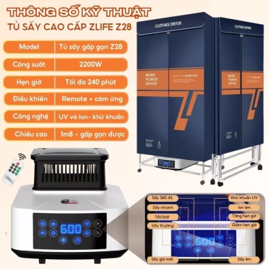 Máy sấy quần áo ROWANTO kèm cáp sạc - Tủ sấy đa năng, giảm giá 500k (giá gốc 620k)