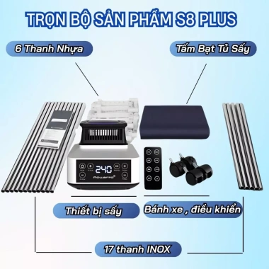 Máy sấy quần áo Rowanto S8 cao cấp công suất lớn, sấy nhanh đa năng mùa mưa, nồm ẩm