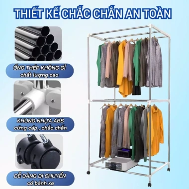 Máy sấy quần áo Rowanto S8 cao cấp công suất lớn, sấy nhanh đa năng mùa mưa, nồm ẩm