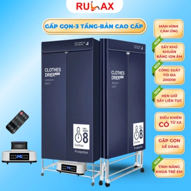 Máy sấy quần áo RULAX 3 tầng gấp gọn 2.000W, khử mùi anion, điều khiển, giảm 22% 8 Máy sấy quần áo RULAX 3 tầng gấp gọn 2.000W, khử mùi anion, điều khiển, giảm 22% 8