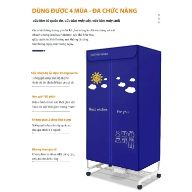 Máy Sấy Quần Áo Thông Minh 2 Tầng 900W - Hẹn Giờ 180 Phút, Giá Ưu Đãi 705.000₫