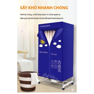 Máy Sấy Quần Áo Thông Minh 2 Tầng 900W - Hẹn Giờ 180 Phút, Giá Ưu Đãi 705.000₫