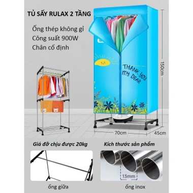 Máy Sấy Quần Áo Thông Minh 2 Tầng 900W - Hẹn Giờ 180 Phút, Giá Ưu Đãi 705.000₫
