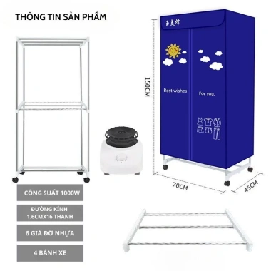Máy Sấy Quần Áo Thông Minh 2 Tầng 900W - Hẹn Giờ 180 Phút, Giá Ưu Đãi 705.000₫