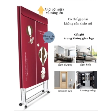 Máy sấy quần áo tự động gấp gọn, công suất lớn, khử khuẩn, di chuyển dễ - BH 24T 3