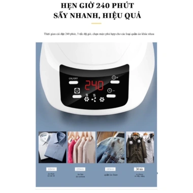 Máy sấy quần áo tự động gấp gọn, công suất lớn, khử khuẩn, di chuyển dễ - BH 24T 4