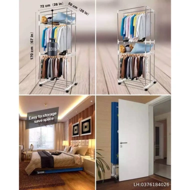 Máy sấy quần áo tự động gấp gọn, công suất lớn, khử khuẩn, di chuyển dễ - BH 24T 7