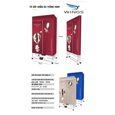 Máy sấy quần áo tự động gấp gọn, công suất lớn, khử khuẩn, di chuyển dễ - BH 24T 8