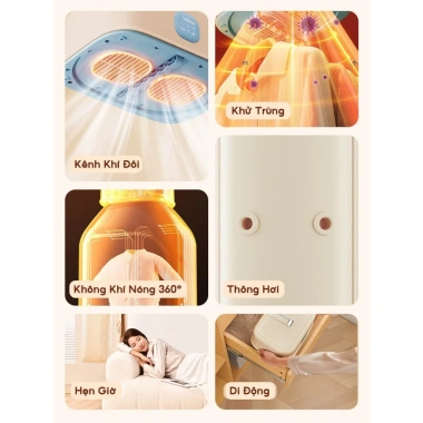 Máy sấy quần áo YANGZI GX-G1 Mini di động, gấp gọn, sấy 3D khử trùng, hẹn giờ tắt 3