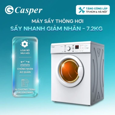 Máy sấy thông hơi Casper 7.2KG TD-72VWD - Chính hãng, bảo hành 2 năm, 4.86tr VND Máy sấy thông hơi Casper 7.2KG TD-72VWD - Chính hãng, bảo hành 2 năm, 4.86tr VND
