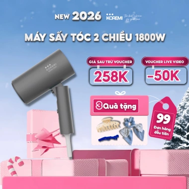 Máy sấy tóc 2 chiều 1.800W KOREMI NA-6.688 – Ion âm, mini gấp gọn, salon, chỉ 300k