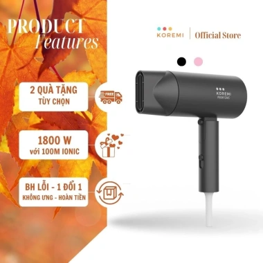 Máy sấy tóc 2 chiều 1.800W KOREMI NA-6.688 – Ion âm, mini gấp gọn, salon, chỉ 300k
