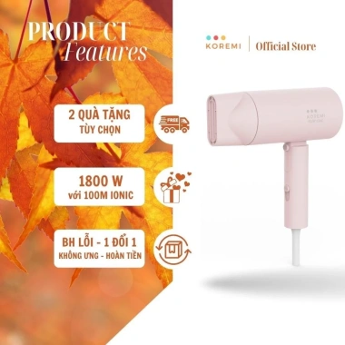 Máy sấy tóc 2 chiều 1.800W KOREMI NA-6.688 – Ion âm, mini gấp gọn, salon, chỉ 300k