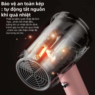 Máy sấy tóc 2 chiều KHY hồng - Nóng lạnh, ion âm, salon & gia đình, 135.200₫ 5