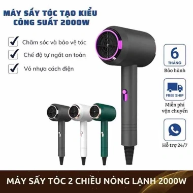 Máy sấy tóc 2 chiều Nóng Lạnh 2.000W - Đầu tạo kiểu đa năng, đèn LED, phong cách - Giá ưu đãi 105k