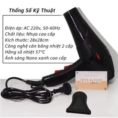 Máy sấy tóc 2 chiều nóng lạnh 3.500W công suất lớn ánh sáng xanh kèm mỏ vịt - Bảo hành 1 đổi 1