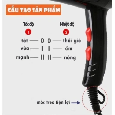 Máy sấy tóc 2 chiều nóng lạnh 3.500W - Công suất mạnh, giảm giá 65.500đ, khô nhanh