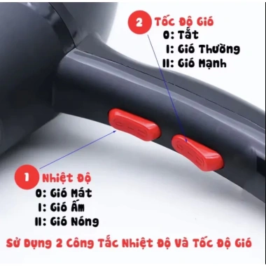 Máy sấy tóc 2 chiều nóng lạnh 3.500W - Tạo kiểu chuẩn salon, giá chỉ 65.000₫